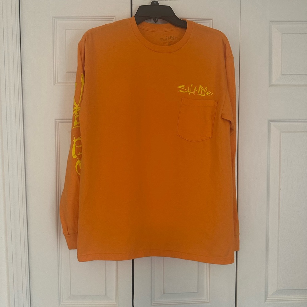 🔥 4 for $20!! Salt Life Orange  Long Sleeve Shirt “Shut Up and Reel”